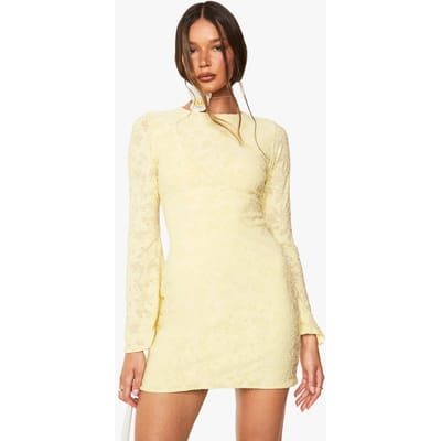 boohoo Dames Burnout mini-jurk met uitlopende mouwen | Lemon | Maat: 14