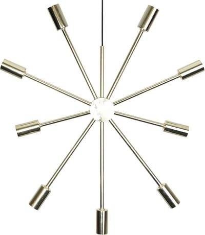 Star Trading Gouden metalen ster 'Pix' voor 9 x E14 lampen, moderne hanglamp, netvoeding, Ø 50cm