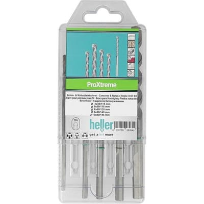 Heller Tools ProXtreme 28264 2 Carbide Beton-spiraalboren set 5-delig 4 mm, 5 mm, 6 mm, 8 mm, 10 mm Driehoekschacht 1 s