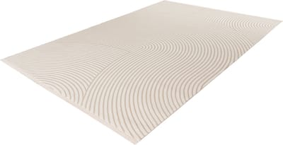 Lalee Elif Japandi stijl vloerkleed 3d effect hooglaag cirkels reliëf laagpolig karpet 80x150 cm ivory gebroken wit