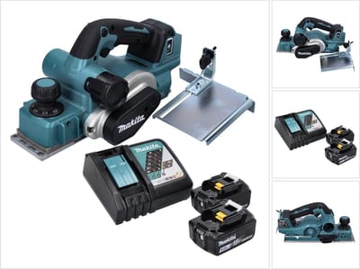 Makita DKP 181 RT accuschaafmachine 82 mm 18 V borstelloos + 2x accu 5.0 Ah + lader