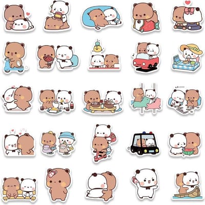 50 stuks Stickers Schattig Beer Koppel Diy Speelgoed Krabbels Decoratief Graffiti Decal Telefoon Flessen Scrapbook Waterdicht