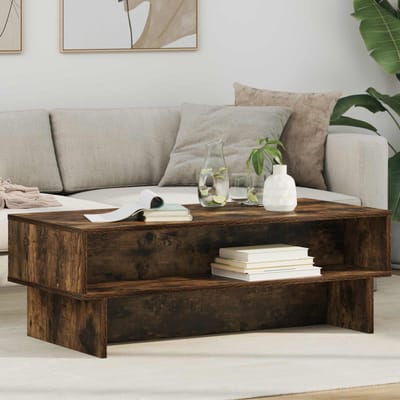 vidaXL - Salontafel - Rook - Eiken - 100 - x - 46 - x - 35 - cm - Bewerkt - hout