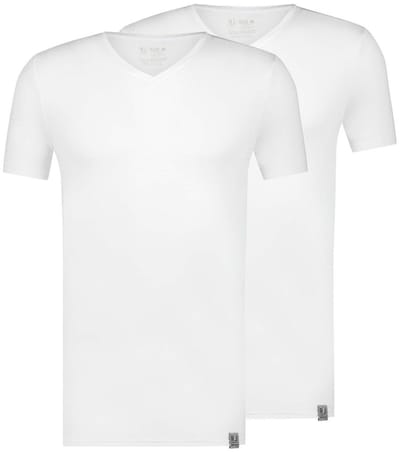 RJ Good Life Athens 2-Pack Heren T-Shirt V-Hals Wit S