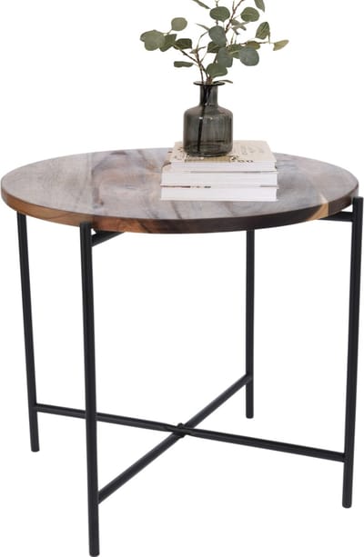 MISOU Bijzettafel - Salontafel - Metaal met Acacia Hout - 45X38CM - Bijzettafeltje
