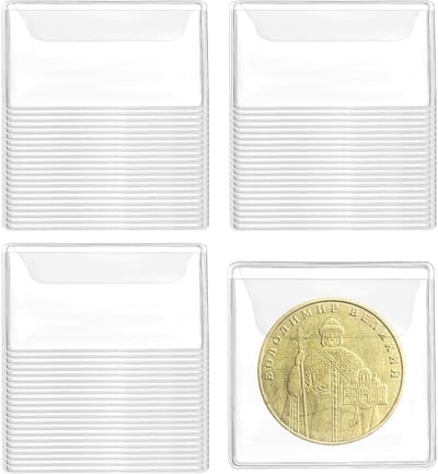 Cosensi- Muntencovers Set van 50 - Transparante Coin Covers - Coin Houder - 5.5 x 5.5 cm - PVC - Bescherming tegen roest - Muntencaps