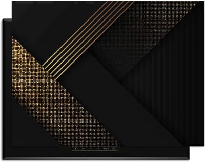 KitchenArt - Golden Geometry – Inductie Beschermer - 78x52 cm - Kookplaat Beschermer - Luxe Afdekplaat Inductieplaat - Anti-slip & Oprolbaar - Beschermmat Inductiekookplaat