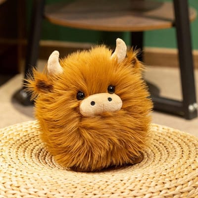 Ronde Bol Schotse Hooglander Pluche Speelgoed Gevuld Pluche Dierenvee Slaapmaatje Poppen Knuffelkussen Verjaardagscadeaus 20cm bruin