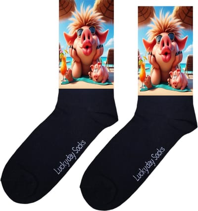 Varken kus - Verjaardag cadeau - Grappige sokken - Varken sokken - Leuke sokken - hem haar sokken - Vrolijke sokken - Valentijn Cadeau - Luckyday Socks - Cadeau sokken - Sokken waar je vrolijk van wordt - Maat 37-44