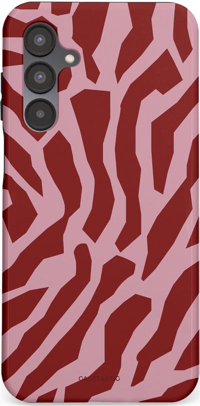 Casetastic Hoesje Geschikt voor Samsung A16 - Stijlvolle Beschermende Duo-layer Case - Rode Roze Framboos Zebra Strepen