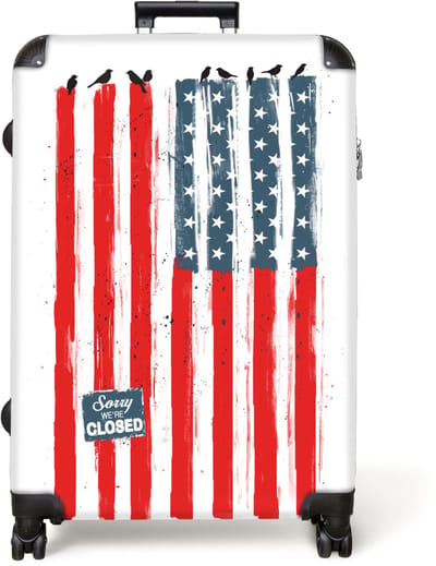 NoBoringSuitcases.com® - Koffer groot - Reiskoffer lichtgewicht - Verenigde Staten - Vlag - Vogels - Sorry we're closed - Rolkoffer met 4 wielen - Grote trolley XL - 98 liter bagage