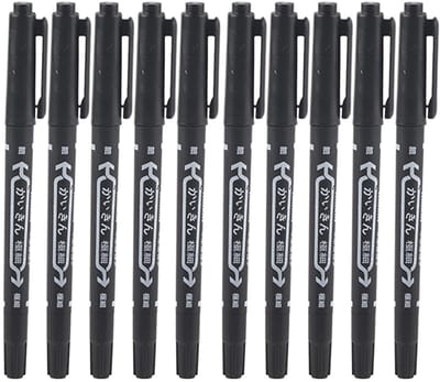 Dailygoods- Tattoo Marker 10st Dubbele Uiteinden - Huid Stift - Waterbestendig - Verwijderbaar - Tattoo Pen - Flexibele Punt - Huidstift