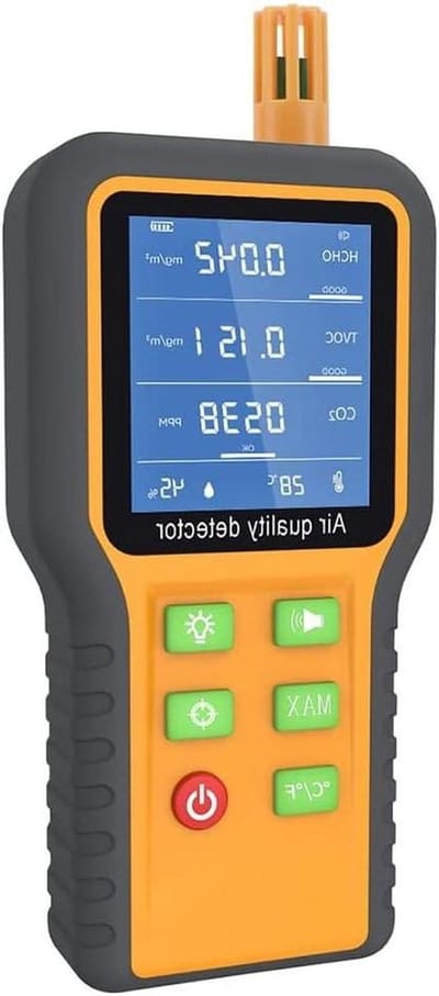 Luchtkwaliteitsmonitor - CO2 meter - Binnenlucht meten - 5-in-1 meting - 20 x 11 x 4 cm - Zoals afgebeeld