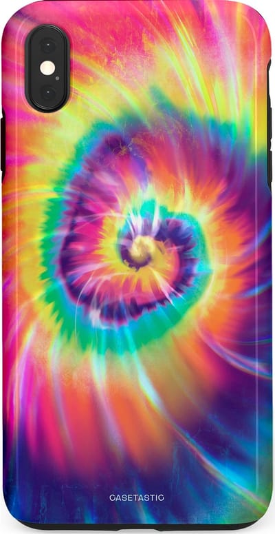 Casetastic hoesje geschikt voor Apple iPhone XS Max - Dubbellaagse bescherming - Kleurrijke draaikolk - Fashion Case - Donkerblauw Roze Goud Lavendel