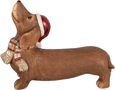 Clayre & Eef Decoratie Beeld Hond 37x11x27 cm Bruin Keramisch materiaal Teckel