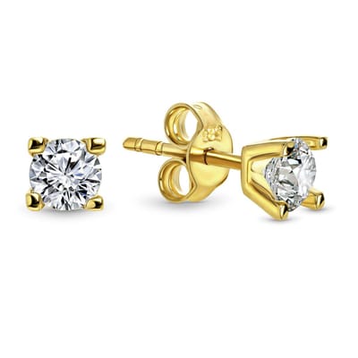 Juwelier Emo - Oorstekers Goud met Zirkonia – 14 Karaat - 4x Grief – Diameter 3.5 MM