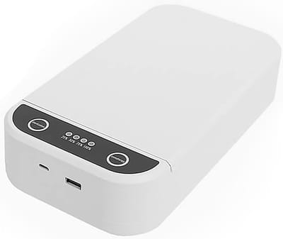 TopHomer UV-licht ontsmettingsmiddeldoos, multifunctionele mobiele telefoon sleutels masker reinigingsdoos, aromatherapie functie, USB opladen, wit