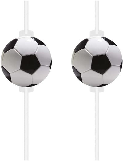 Vegaoo - 4 Kartonnen Voetbal Party Rietjes met Bal