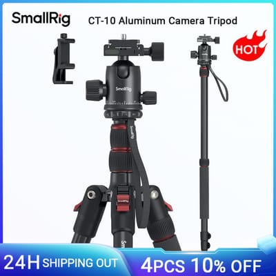 Smallrig CT-10 Aluminium Camera Statief Opvouwbaar Aluminium Statief En Monopod, 360 ° Kogelkop Afneembaar Voor Dslr-Camera, Telefoon-3935