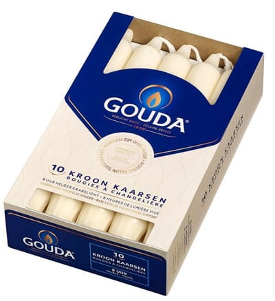 Gouda - Kroonkaarsen - 60 stuks - Ivoor - 8 branduren - 20 cm