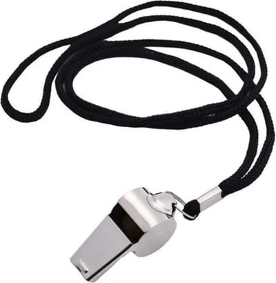 Knaak Scheidsrechterfluit - Met Zwart Koord - Metaal - Zilver - Fluitje voor Sport & Training