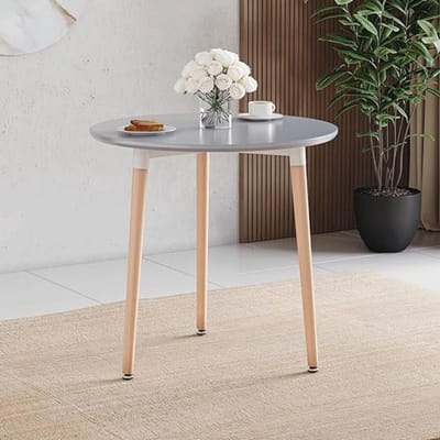 Moderne Ronde Eettafel voor Kleine Keuken en Eetkamer, Compacte 4-Zits Tafel met Natuurlijke Beukenhouten Poten