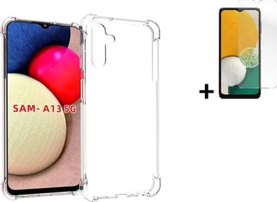Hoesje Geschikt voor Samsung Galaxy A13 5G - Screenprotector A13 5G - Samsung A13 5G Hoes Transparant Shock Proof Case + Screenprotector