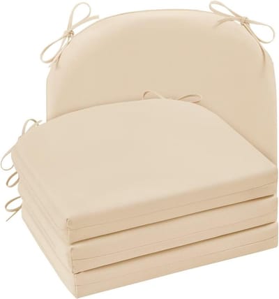Tuinstoelkussens - Terraskussens - Buiten Zitten - Verstelbare Bandjes - 4 Stuks - Beige