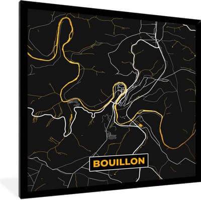 Fotolijst incl. Poster - Goud - Stadskaart - Plattegrond - Bouillon - Kaart - 40x40 cm - Posterlijst