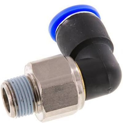 12mm & R3/8'' L-stuk Draaidoorvoer Insteek Buitendraad Vernikkeld Messing/PBT NBR