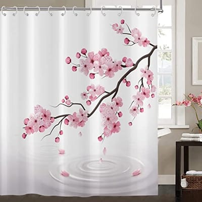 Omgoods - Douchegordijn Cherry Blossom 90 x 180 cm - Waterdicht Polyester