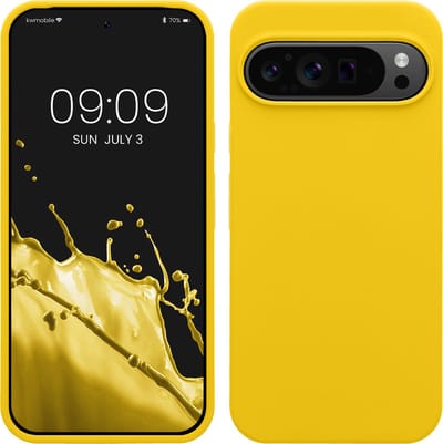 kwmobile telefoonhoesje geschikt voor Google Pixel 9 Pro XL - Hoesje met siliconen coating - Smartphone case in stralend geel