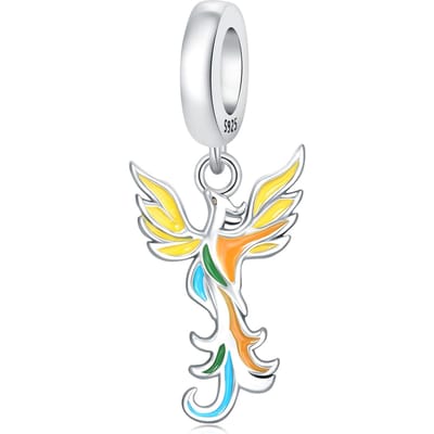 Composants de Perles Charme en Métal Cuivre Composants de Perles Authentique Original Pendentif Phénix Coloré Composant de Perle Composants de Perles Compatible Avec white