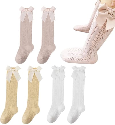 Dailygoods- Antislipsokken - 3 Paar - Knielousen Meisjes - Zacht en Ademend - Huidvriendelijk - Elastisch Bovendeel - Versterkte Hiel - Kniekousen