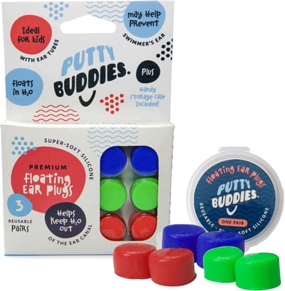 Zachte Siliconen Oordopjes - Zwemoordopjes Waterblokkers - Water Buiten Houden - Drijvend Comfortabel Plakkerig - 3 Paar - Blauw Rood Groen