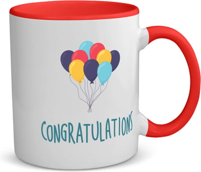 Akyol - congratulations koffiemok - theemok - rood - Felicitatie - iemand die iets heeft behaald of jarig is - verjaardagscadeau - cadeau - kado - geschenk - verjaardag - gefeliciteerd - 350 ML inhoud