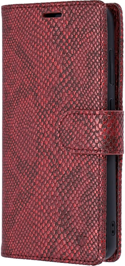 Casemania Hoesje Geschikt voor Samsung Galaxy A57 - Bordeaux - Luxe 2 in 1 Kunstleer Afneembare Bookcase met Slangenstructuur - Geschikt voor MagSafe - Snake-embossed PU-Leer Magnetische Wallet Case
