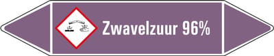 Zwavelzuur 96% leidingmarkering op vel - basen 126 x 26 mm - 5 per vel