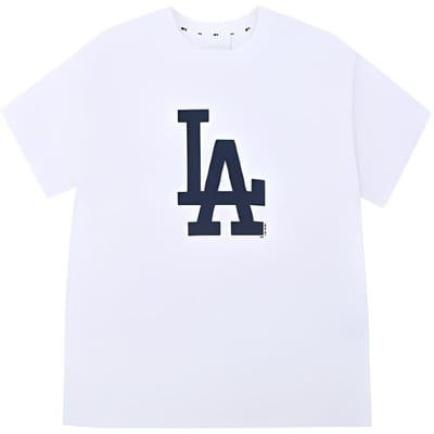 T-shirt Sport Uni à Manches Courtes et Col Rond Imprimé Logo Basique Vintage Américain MLB Unisexes Blanc 31TS09031-07W L white