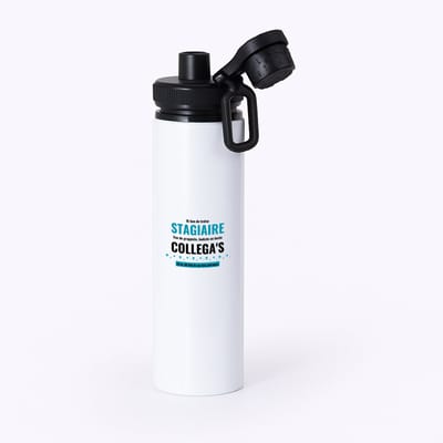 Hacebo® - ik ben de trotste stagiaire van de grappigste, leukste en beste collega's, en ja dit heb ik van hun gekregen waterfles met draaidop zwart - de trotste stagiaire - collega's - werknemers - verjaardagscadeau - water fles - 850ML