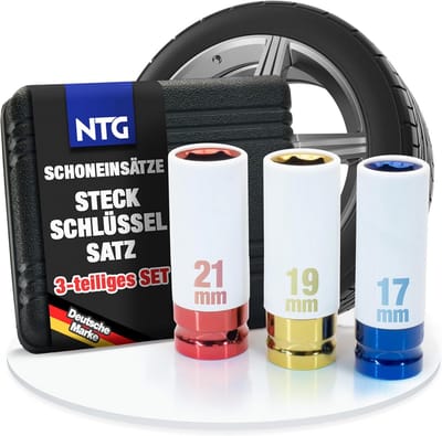 Dopsleutelset 1/2 inch voor Aluminium Velgen - 17 19 21 mm - 3 Delig met Velgbescherming