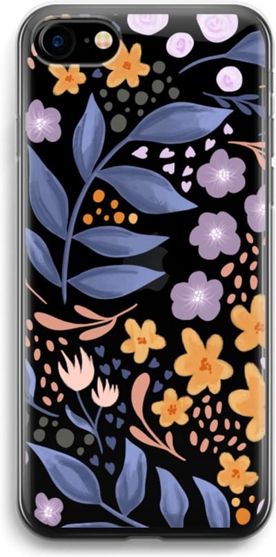 Case Company® - Hoesje geschikt voor iPhone SE 2020 hoesje - Flowers with blue leaves - Soft Cover Telefoonhoesje - Bescherming aan alle Kanten en Schermrand