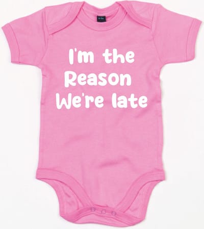Rompertje I Am The Reason We Are Late-Bubble Gum Pink-0-3 Maanden
