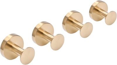 Dailygoods- Wandhaak 4-Pack - Wandhaken - Handdoekhaak - Kledinghanger - Roestvrij Staal - Brushed Goud Afwerking - Haak
