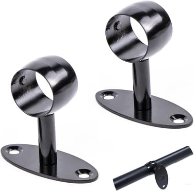 Leuninghouder Set - Wandbevestiging Steun - Trappen Veiligheid - Roestvrij Staal - Ø 33 mm Buis - Zwart