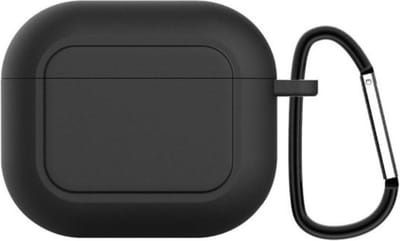 AirPods 3 Case Black - Zwart Hoesje voor AirPods 3 - Siliconen AirPods 3 Hoesje met Clip