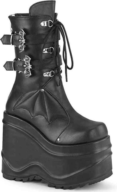 DemoniaCult - WAVE-150 Plateau Laarzen - Vleermuis - 37 Shoes - Zwart