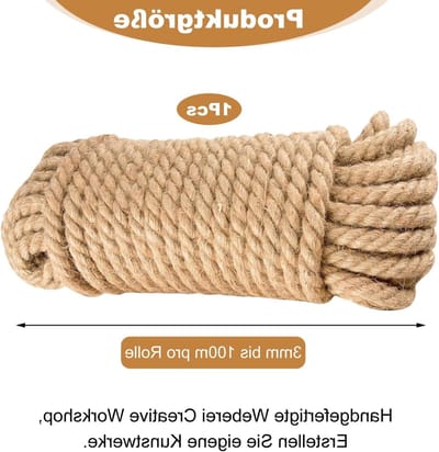 Henneptouw 10 mm x 10 m voor decoratie, kunsthandwerk, tuinprojecten en kattenkrabbers, veelzijdig en duurzaam touw voor verpakking en binding