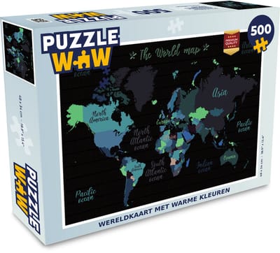 Puzzel Wereldkaart - Bruin - Simpel - Legpuzzel - Puzzel 500 stukjes