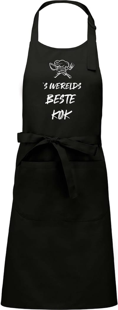 Mijncadeautje - Schort -  s'-Werelds beste KOK - Mooie - grappige - leuke Keukenschort - Zwart